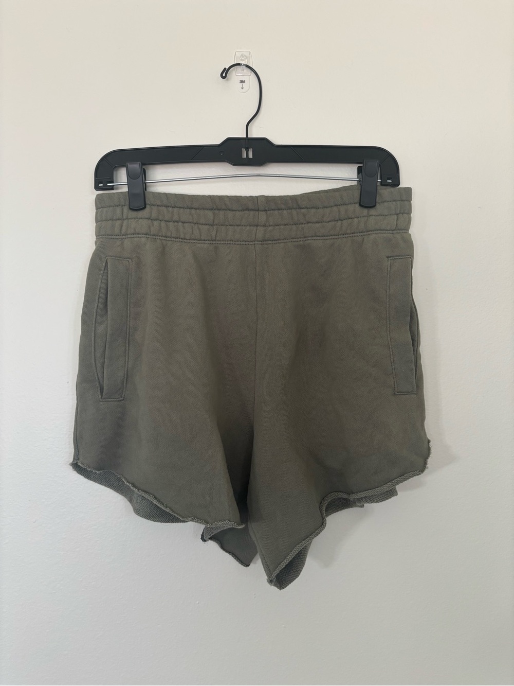 aerie On My Way High Waisted Sweat Shorts Olive Green Women’s S Cotton Cozy